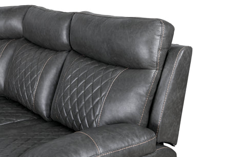 Home Theater Seating Manual Recliner with Cup Holder, Hide-Away Storage PU Reclining Sofa for Living Room, Home Theater, Gray - sold by Home Elegance USA