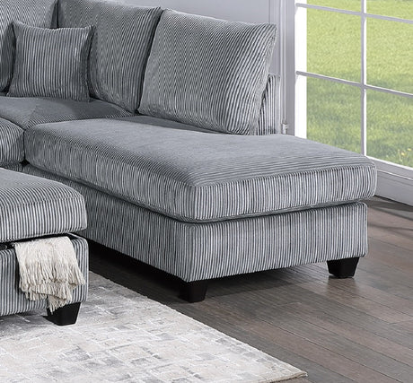 Contemporary 3pc Sectional Set Fog Color Corduroy Couch LAF Sofa RAF Chaise Ottoman L-Sectional Living Room - sold by Home Elegance USA