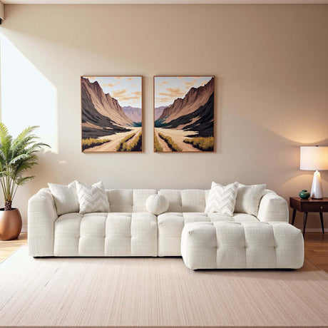 Alana Tufted Ivory Chenille Modular Sectional Sofa with Reconfigurable Layouts and Soft Upholstery - sold by Home Elegance USA
