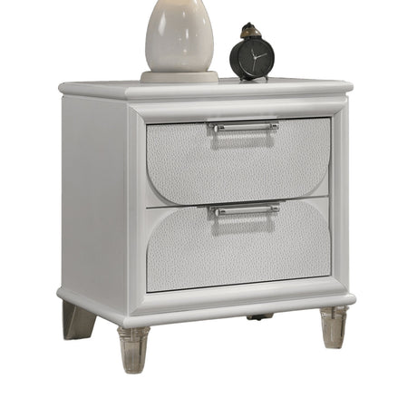 Contemporary Glam Pearl White Full Size Bed W Trundle 2x Nightstands Embossed Panel 3pc Bedframe Bedroom Furniture - sold by Home Elegance USA