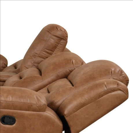 Contemporary Saddle Brown Leatherette 2pc Sectional Sofa Set Console Cup Holder Chaise Storage Recliners Adjustable Back Rest Living Room - sold by Home Elegance USA