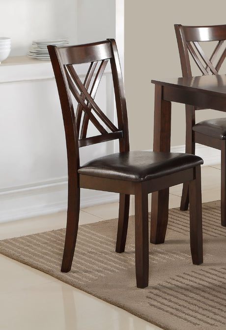 7-Pc Dinette Set Brown Espresso Finish Rectangular Table PU Upholstered Chairs Transitional Dining Room Wooden Dining Set Furniture - sold by Home Elegance USA