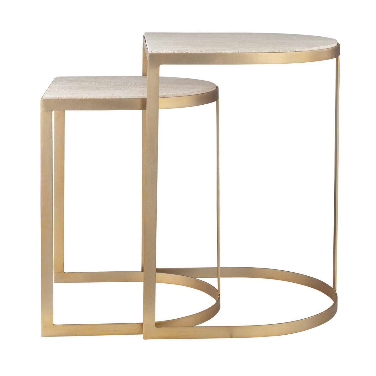 Lindon Travertine Nesting Tables Set - Gold / White by Uttermost - View 6