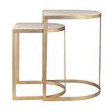 Lindon Travertine Nesting Tables Set - Gold / White by Uttermost - View 6