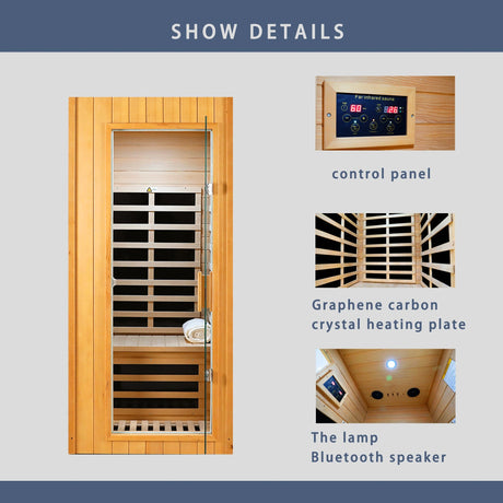 Hemlock One-Person Far Infrared Roof-Embedded Indoor Sauna Room - sold by Home Elegance USA