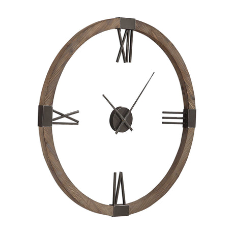 Marcelo Modern Wall Clock - Light Brown / Dark Gray by Uttermost - View 3