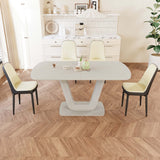 Juego de mesa de comedor expandible de 62,99 a 78,74 pies para 2 a 8 personas, equipado con 4 sillas de comedor acolchadas gruesas de tela de PU y una espaciosa mesa de comedor, mesa de cocina y sillas, con patas de mesa en forma de U
