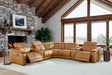 Leather Match Modular Sectional with Recliner Seat and Adjustable Headrest and Storage Console with Cup Holders - sold by Home Elegance USA