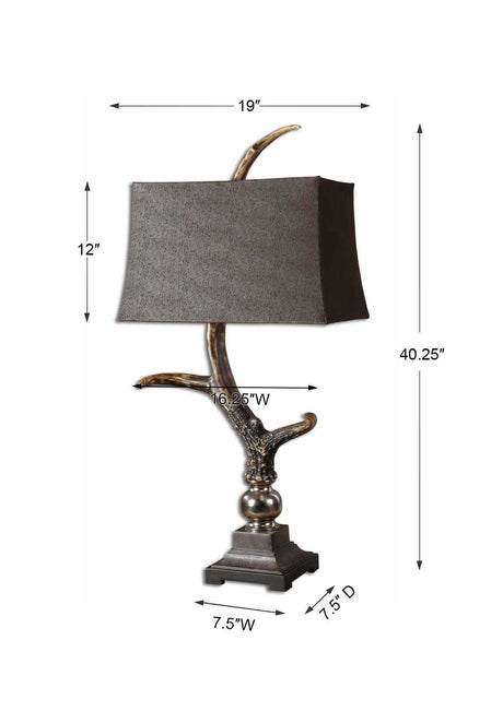 Stag Horn Dark Shade Table Lamp - Dark Brown / Dark Gray by Uttermost - View 4