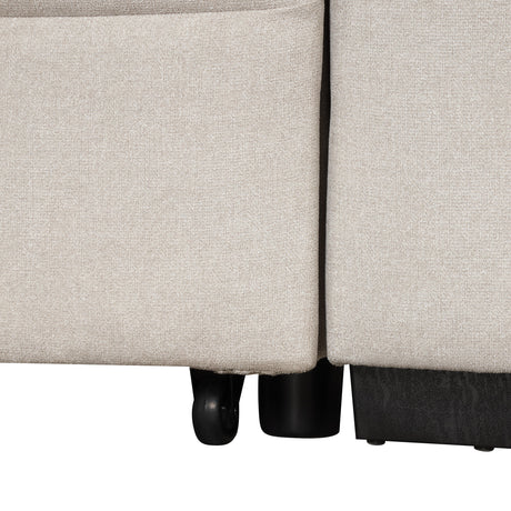 2 in 1 Sleeper Sofa Bed with Storage Ottoman, Beige Linen Upholstery, 84.75' L Shape Couch for Small Spaces - sold by Home Elegance USA