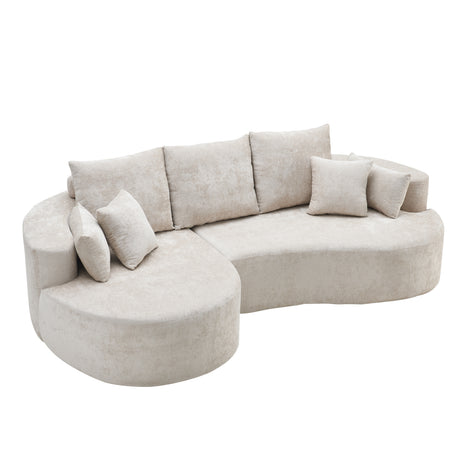 106 in. 2 - Piece Fabric Cloud Curved Sectional Chenille Sofa with Chaise For Living Room Bedroom Apartment -Silver Lining - sold by Home Elegance USA