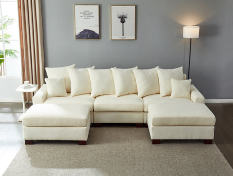 Modular Sectional Sofa,5 Seater Oversized Convertible L & U Shaped Couch, Corduroy Fabric - sold by Home Elegance USA