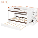 Full Over Full Bunk Bed with Twin Size Trundle and Staircase, Shelves, LED,White - sold by Home Elegance USA