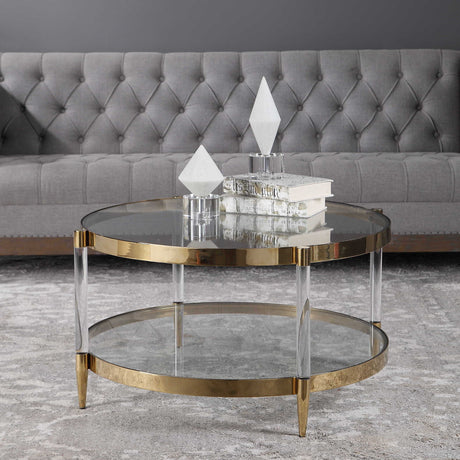 Kellen Glass Coffee Table - Gold by Uttermost - View 2