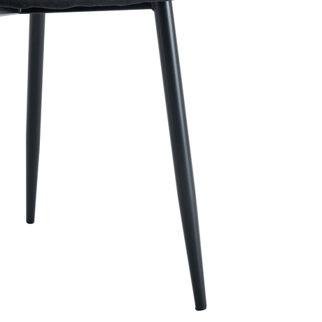 Table and chair set.71*35.4 inch Black Grain Spliced Dining Table With Storage Function In The Middle Of The Table Legs.Paired with 8 Black Linen-Cotton Material High Resilience Dining Chair. - sold by Home Elegance USA