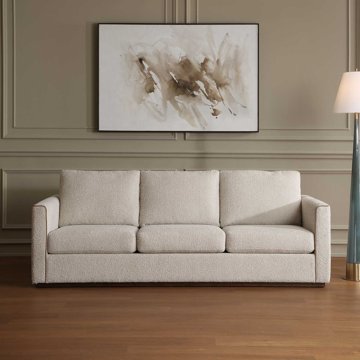 Lorien Boucle Sofa Cream - White by Uttermost - View 4