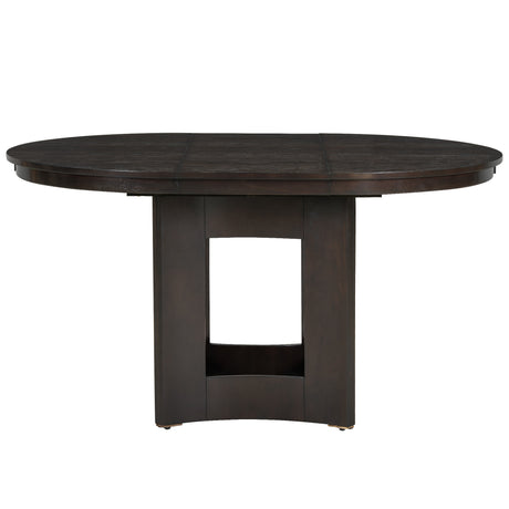 TOPMAX Farmhouse Extendable Round Dining Table Set for 4, 5-Piece Kitchen Table Set with 4 Upholstered Chairs and 16inch Removable Leaf for Small Places, Espresso+Beige - sold by Home Elegance USA
