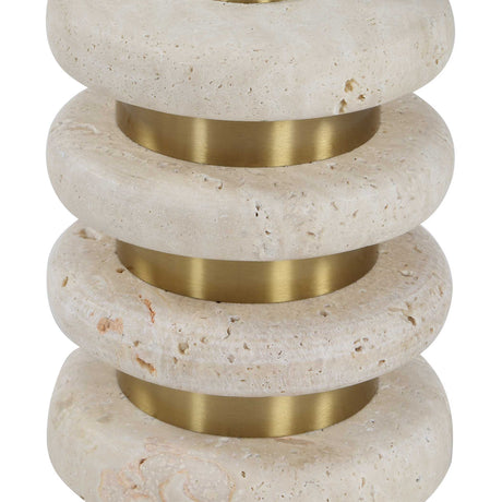 Adames Travertine Drink Table Brass / White - Gold / White by Uttermost - View 5