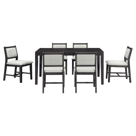 TREXM 7-Piece Retro Dining Table Set for 6, 1 Rectangular Wood Dining Table Set for 6 with Upholstered Chairs for Dining Room and Kitchen (Espresso) - sold by Home Elegance USA