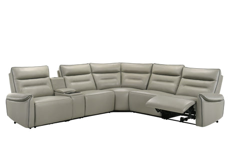 Jayke Top Grain Leather Match Power Motion Sectional Sofa, with Reading Lamp, Cupholder with Lights, Heat& Cooling Function, Wireless Charger with Type A&C Charging Port, Power Switch with USB Port - sold by Home Elegance USA