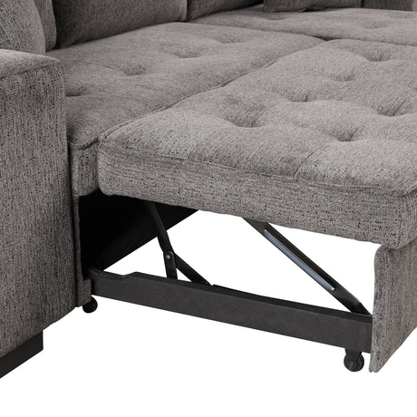 104.5' Modern L-Shape 3 Seat Reversible Sectional Couch, Pull Out Sleeper Sofa with Storage Chaise and 2 Stools for Living Room Furniture Set,Knox Charcoal (old sku:SG000431AAA) - sold by Home Elegance USA