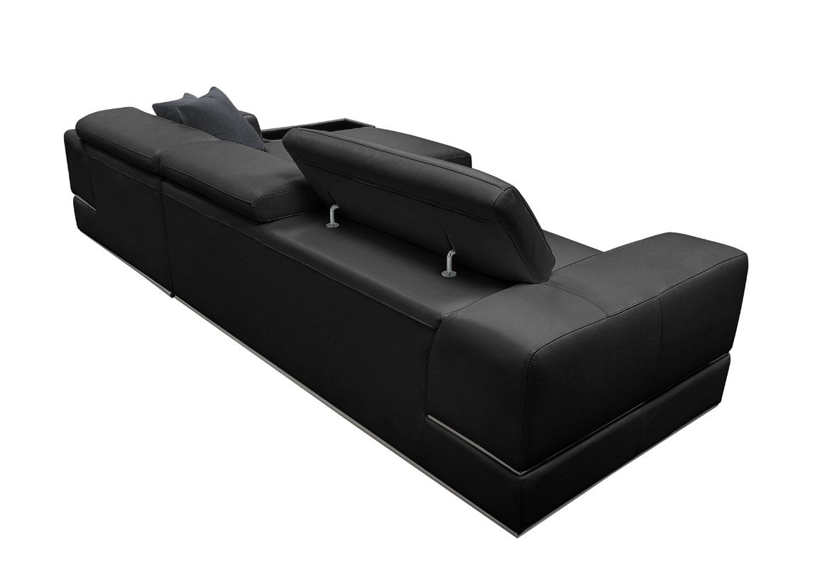 Divani Casa Pella Mini - Modern Black Leather Right Facing Sectional Sofa - Home Elegance USA
