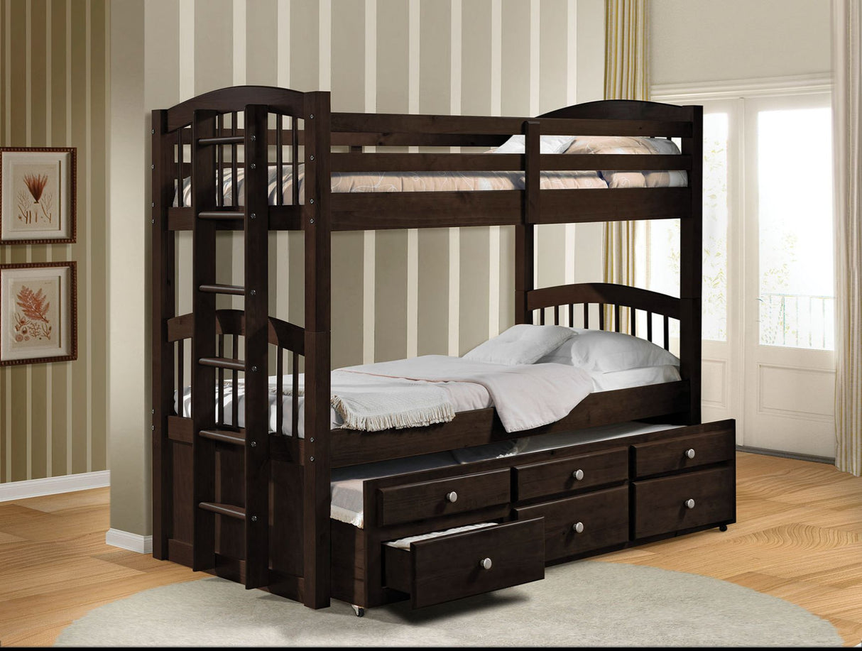 Acme - Micah Twin/Twin Bunk Bed W/Trundle & Storage 40000 Espresso Finish
