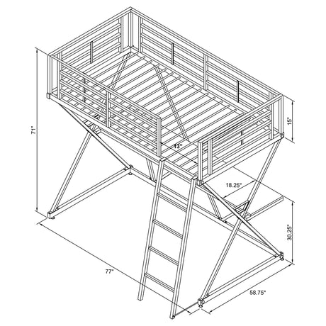 Full Workstation Loft Bed - Hyde Full Workstation Loft Bed Silver