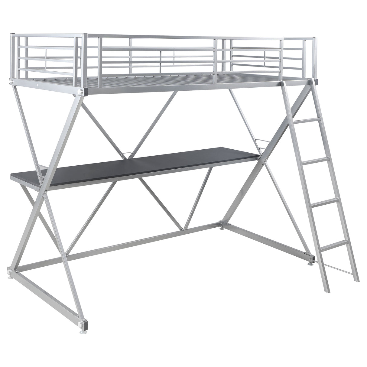 Twin Workstation Loft Bed - Hyde Twin Workstation Loft Bed Silver