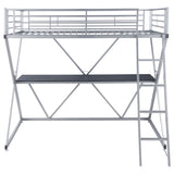 Twin Workstation Loft Bed - Hyde Twin Workstation Loft Bed Silver