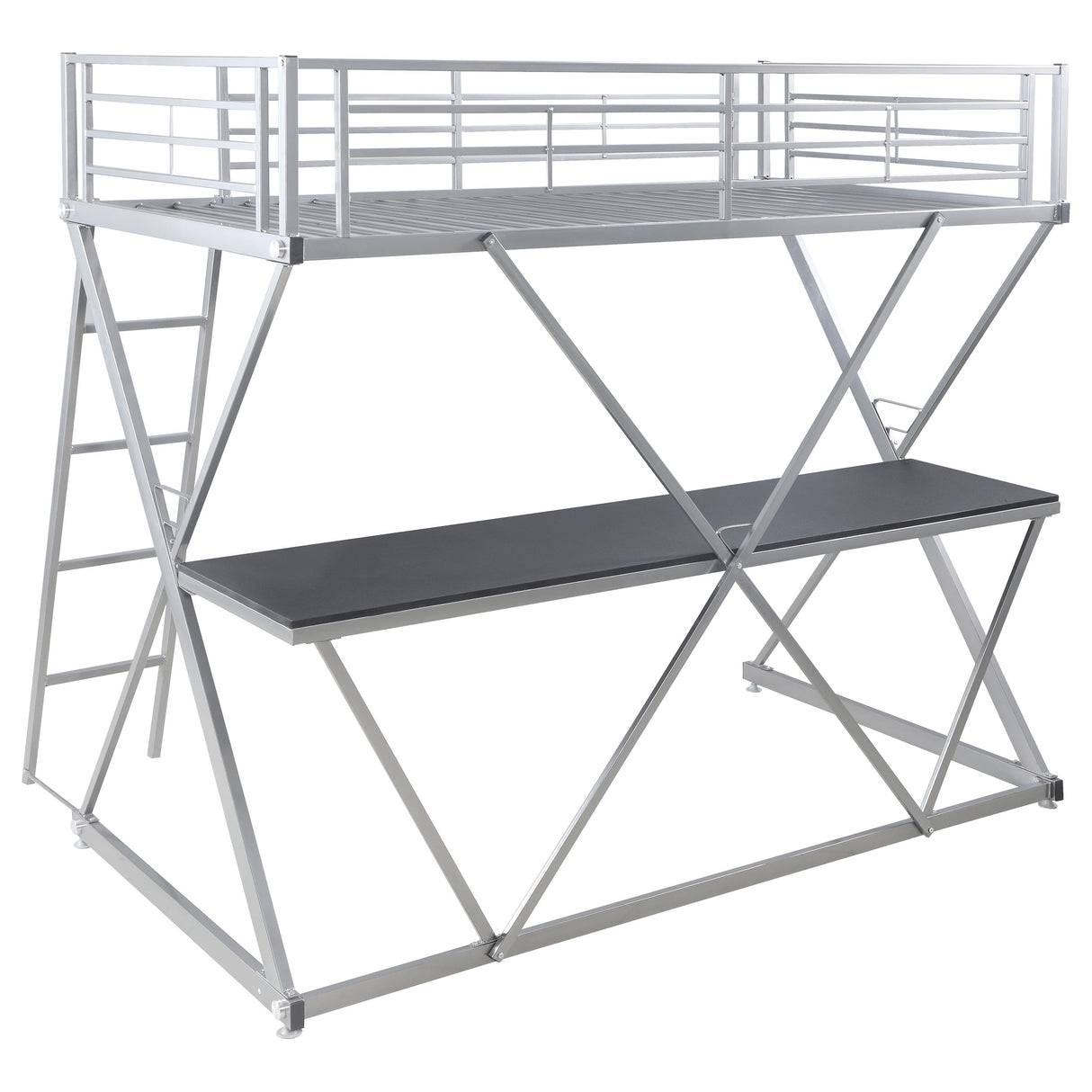 Twin Workstation Loft Bed - Hyde Twin Workstation Loft Bed Silver