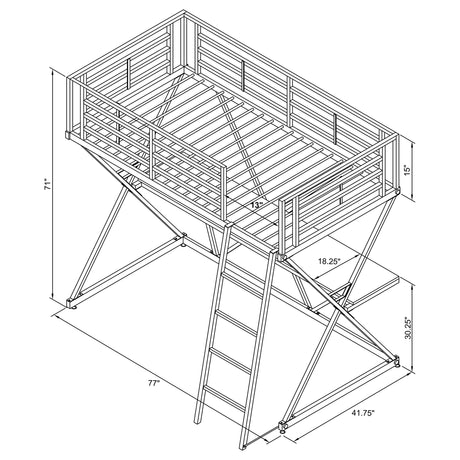 Twin Workstation Loft Bed - Hyde Twin Workstation Loft Bed Silver