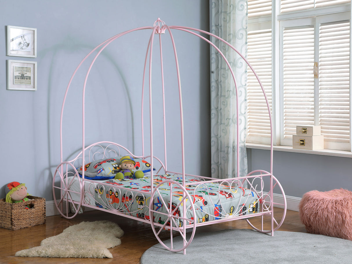 Twin Canopy Bed - Massi Metal Twin Canopy Bed Powder Pink