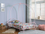 Twin Canopy Bed - Massi Metal Twin Canopy Bed Powder Pink