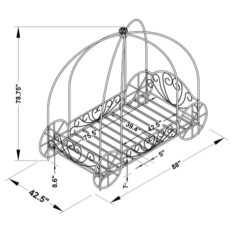 Twin Canopy Bed - Massi Metal Twin Canopy Bed Powder Pink