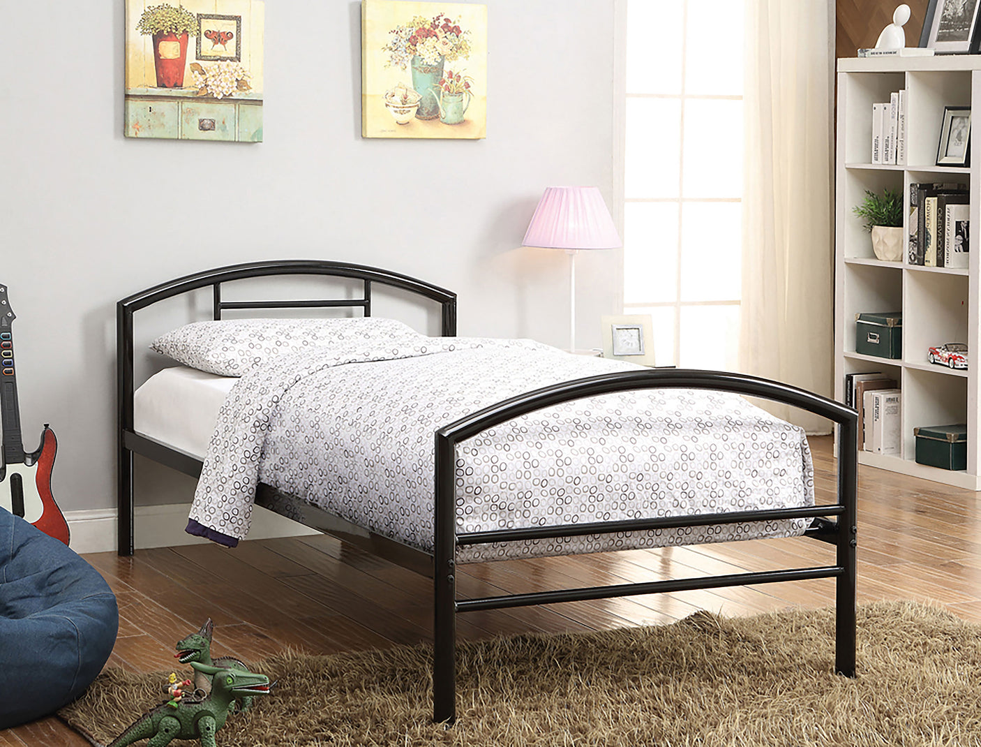 Twin Bed - Baines Metal Twin Open Frame Bed Black