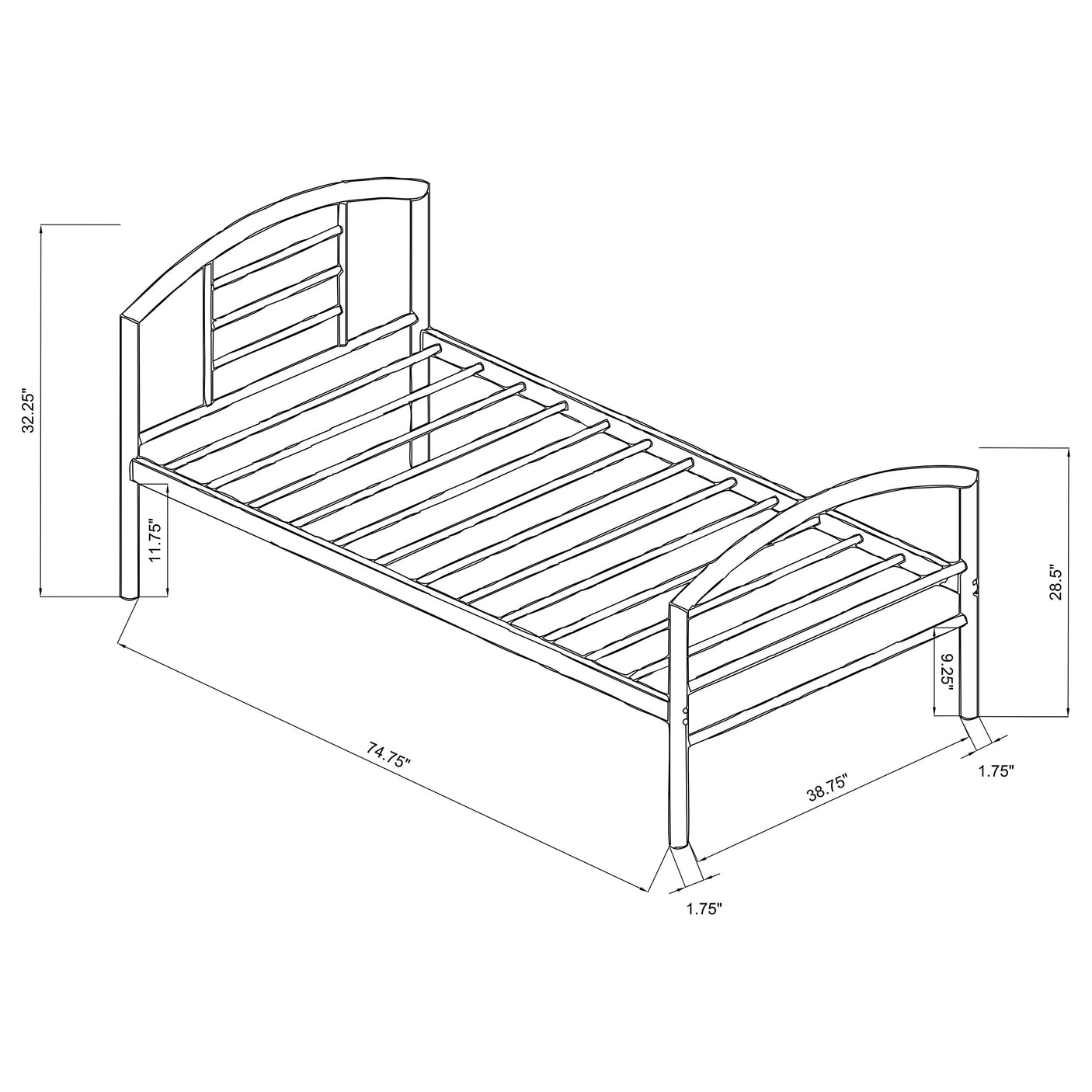 Twin Bed - Baines Metal Twin Open Frame Bed Black