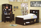 Full Storage Bed - Phoenix Wood Full Storage Bookcase Bed Cappuccino