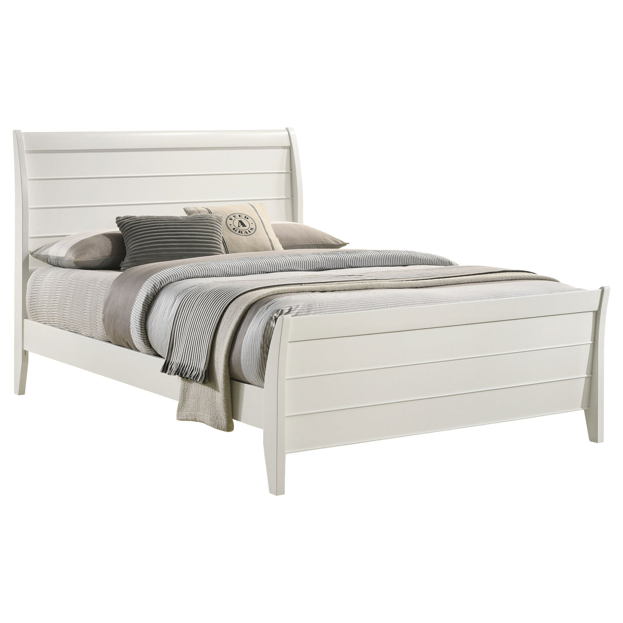 Full Bed - Selena Wood Full Panel Bed Cream White