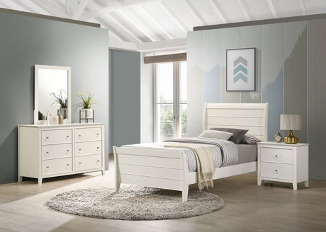 Twin Bed 4 Pc Set - Selena 4-piece Twin Bedroom Set Cream White