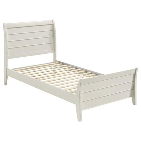 Twin Bed - Selena Wood Twin Panel Bed Cream White