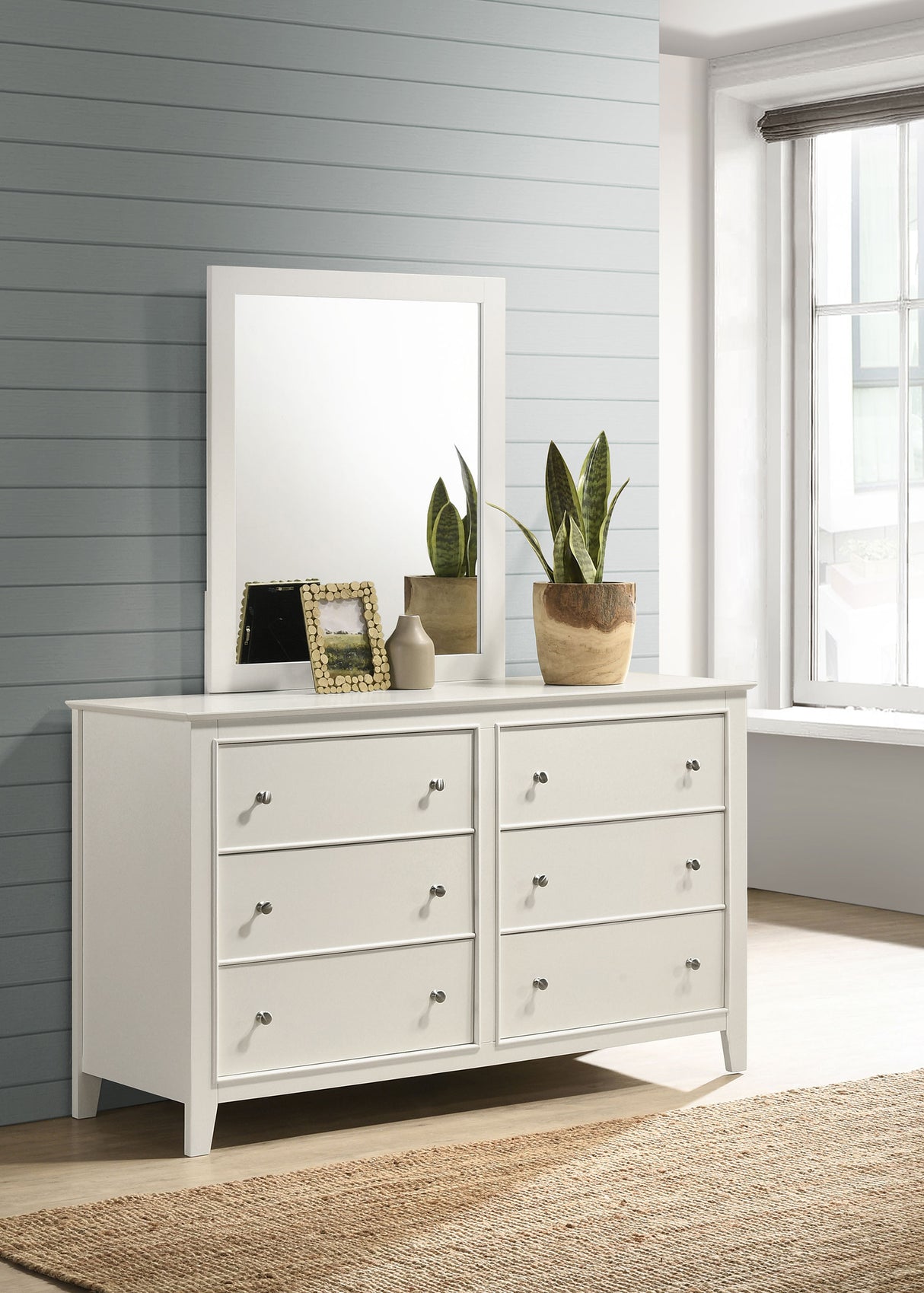 Dresser With Mirror - Selena 6-drawer Dresser with Mirror Cream White