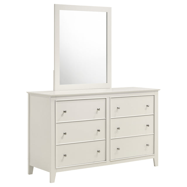 Dresser With Mirror - Selena 6-drawer Dresser with Mirror Cream White