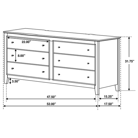 Dresser - Selena 6-drawer Dresser Cream White