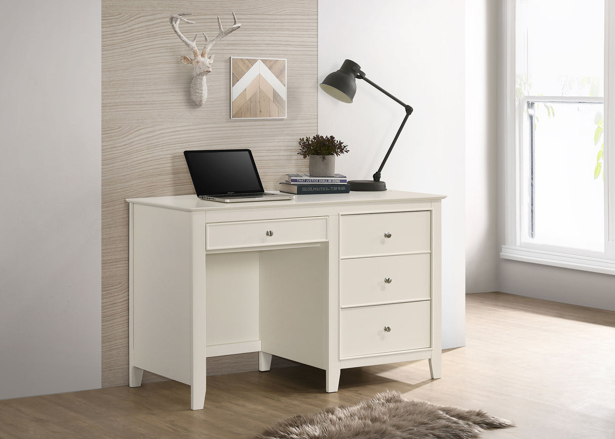 Computer Desk - Selena 3-drawer Computer Desk Storage Cream White