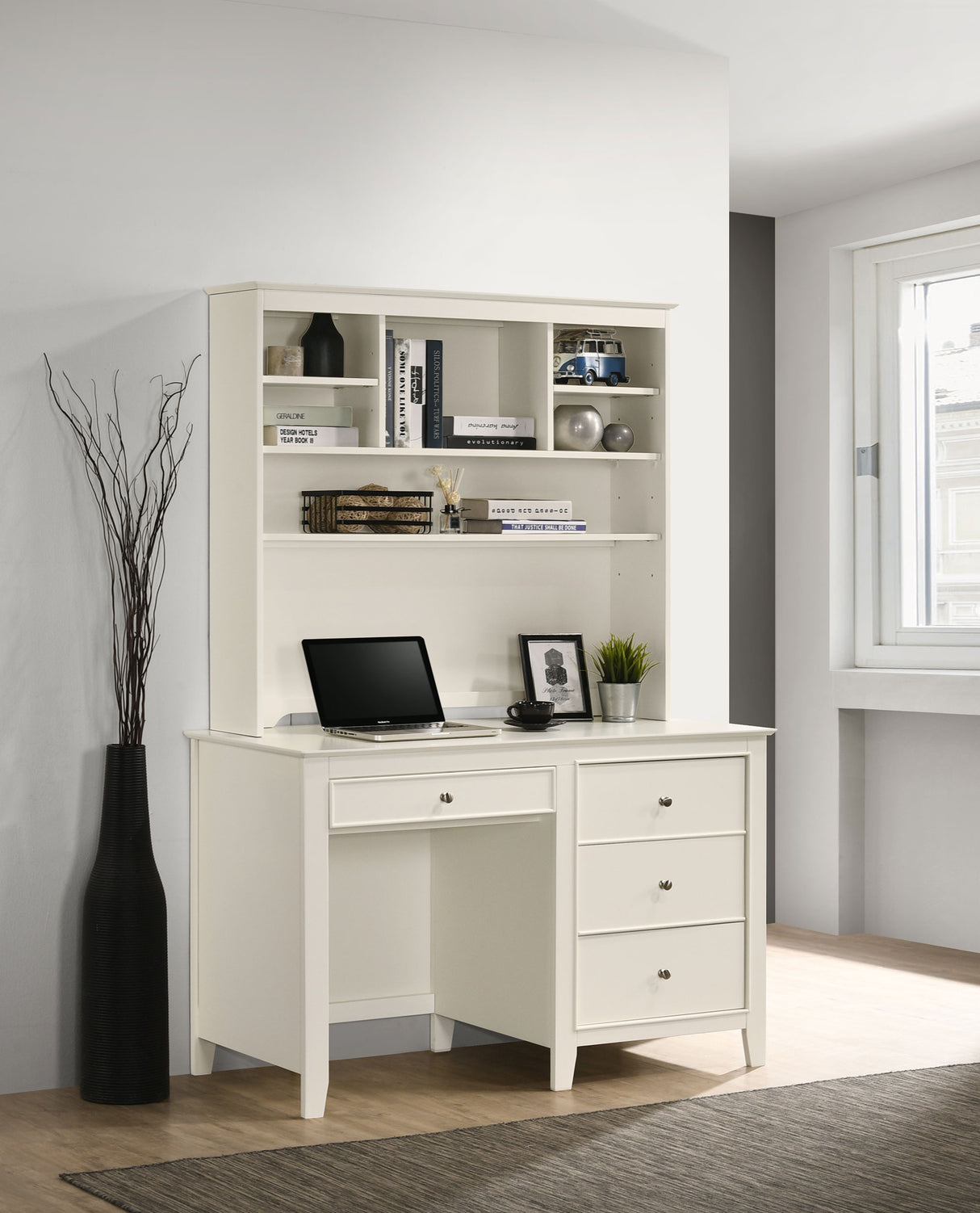 Computer Desk - Selena 3-drawer Computer Desk Storage Cream White