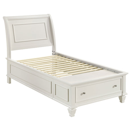 Twin Storage Bed - Selena Wood Twin Storage Panel Bed Cream White