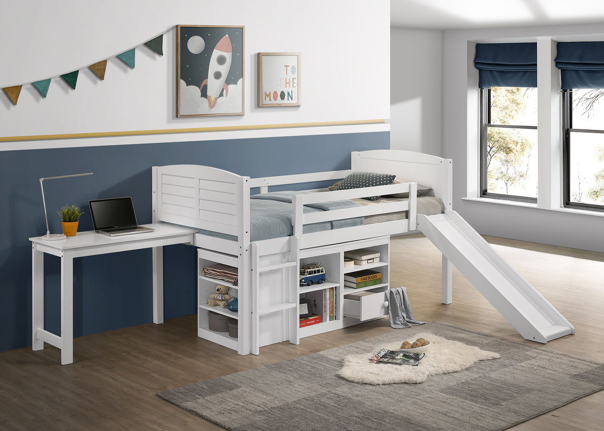 Twin Workstation Loft Bed - Millie Twin Workstation Loft Bed White