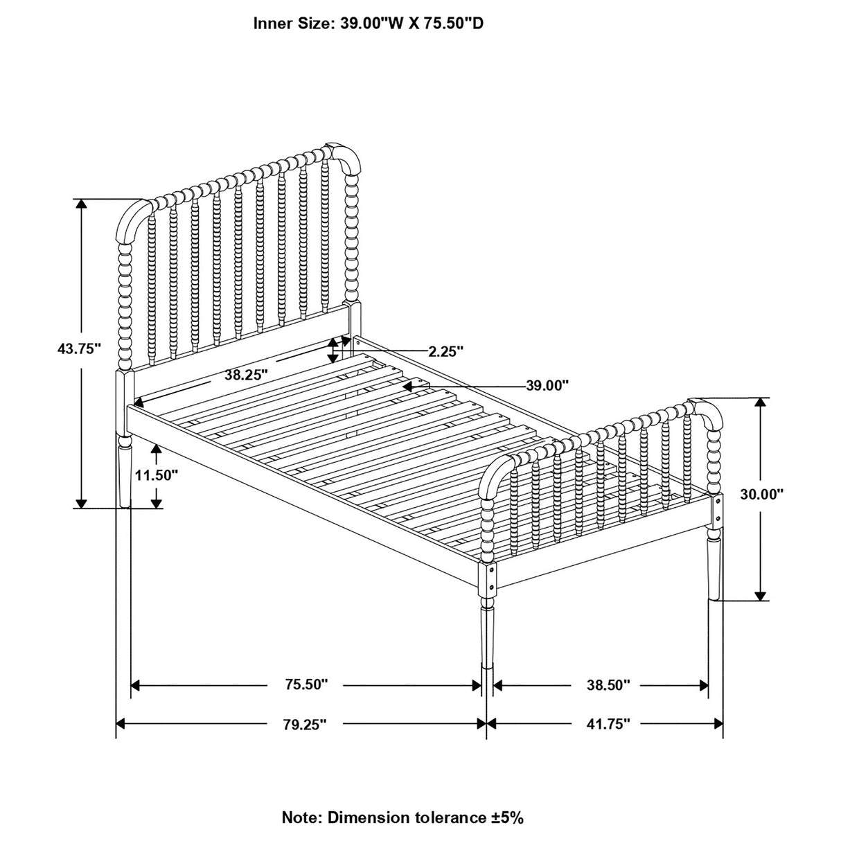 Twin Bed - Jones Wood Twin Open Frame Bed White