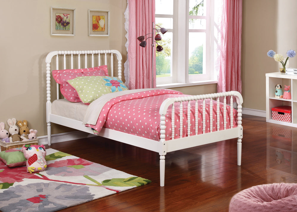 Twin Bed - Jones Wood Twin Open Frame Bed White